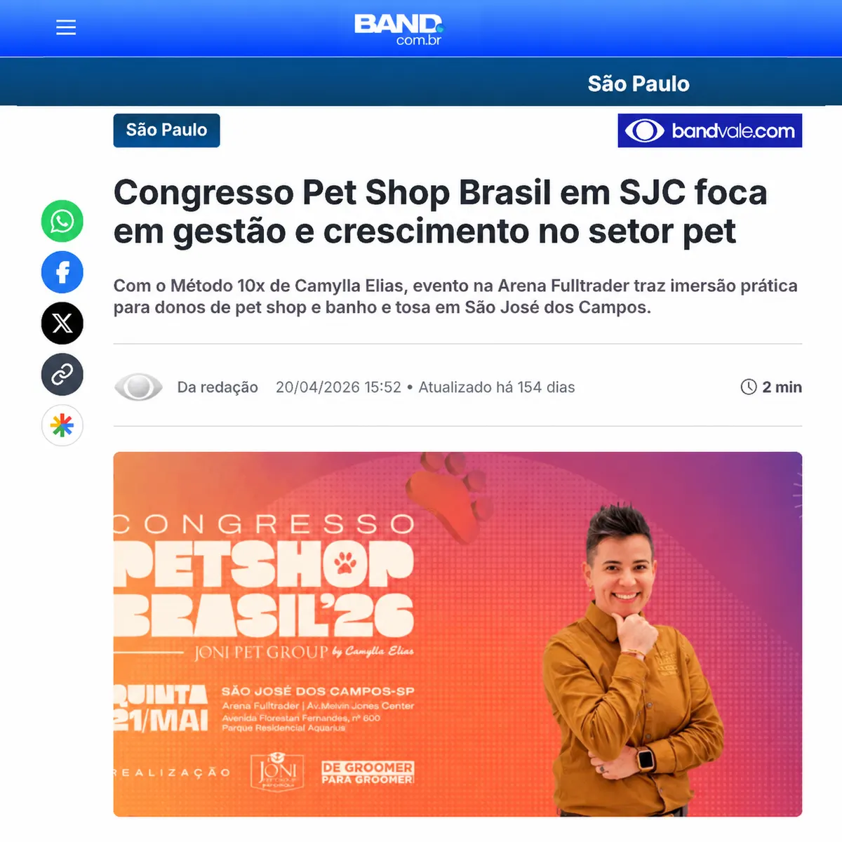 Matéria da Band sobre o Congresso Pet Shop Brasil